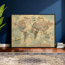 Personalized World Map Canvas – Custom Framed Push Pin