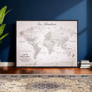 Personalized Vintage World Map Canvas Print – Custom Push