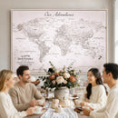 Personalized Vintage World Map Canvas Print – Custom Push