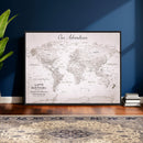 Personalized Vintage World Map Canvas Print – Custom Push