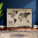 Custom Push Pin World Map Wall Canvas Print – Personalized