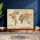 Custom Push Pin World Map Wall Canvas Print