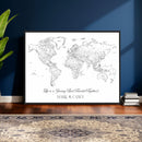 Framed World Map Canvas – Custom Push Pin Travel Tracker –