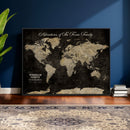 Personalized Push Pin World Map Canvas – Custom Framed