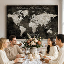 Personalized Push Pin World Map Canvas – Custom Framed