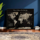 Personalized Push Pin World Map Canvas – Custom Framed