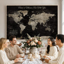Personalized Push Pin World Map Canvas – Custom Framed