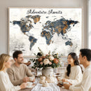 Custom Push Pin World Map Wall Art Canvas Print –