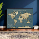 Personalized Push Pin World Map Canvas – Custom Framed