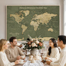 Personalized Push Pin World Map Canvas – Custom Framed