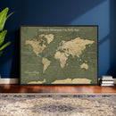 Personalized Push Pin World Map Canvas – Custom Framed