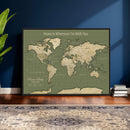 Personalized Push Pin World Map Canvas – Custom Framed