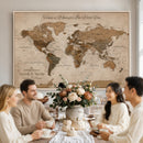 Personalized Push Pin World Map Canvas – Custom Framed