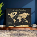Custom Push Pin World Map Wall Art Canvas Print – Personalized Travel Tracker with Pins Framed Large for Home and Office Decor by MyGreatCanvas | Canvas Wall Art Prints | Photo Prints & Wall Decor