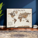 Personalized World Map Wall Art Canvas Print – Custom Push