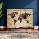 Personalized Framed World Map Wall Art Canvas Print – Custom