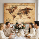 Custom Vintage World Map Canvas Wall Art – Custom Framed