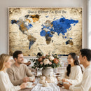 Personalized World Map Canvas Wall Art – Custom Framed Push