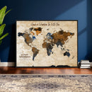 Vintage Custom World Map Canvas Wall Art – Custom Framed