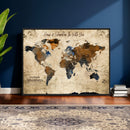 Personalized World Map Canvas Wall Art – Custom Framed Push