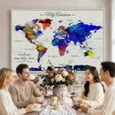 Detailed Custom World Map Print – Framed Custom Push Pin