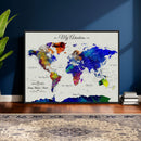 Detailed Custom World Map Print – Framed Custom Push Pin