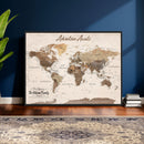 Framed Push Pin World Map Canvas Print – Custom Framed
