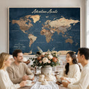 Personalized Vintage Push Pin World Map Canvas Print –