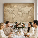Colorful Watercolor World Map Canvas Wall Art – Framed