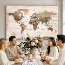World Map Canvas Print – Framed Travel Map Wall Art for