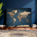 Navy Blue World Map Canvas Print – Framed Travel Map Wall by MyGreatCanvas | Canvas Wall Art Prints | Photo Prints & Wall Decor