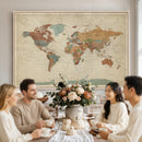 Vintage World Map Canvas Wall Art Print – Framed Modern