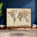Framed World Map Wall Art for Home and Office Decor