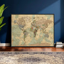 Vintage World Map Wall Art | Ready to Hang and Framed