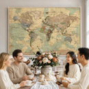 Vintage World Map Wall Art | Ready to Hang and Framed
