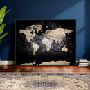 Grunge World Map Wall Art | 3-Panel Large Beige and Brown