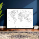 World Map Canvas Print – Framed Modern Detailed Map of the by MyGreatCanvas | Canvas Wall Art Prints | Photo Prints & Wall Decor