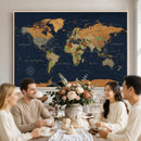 Modern World Map Canvas Print – Framed Detailed Map of the
