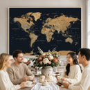 Vintage World Map Earth Globe Countries Oceans Continents