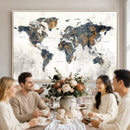 World Map Wall Art Canvas Print for Office Wall Decor