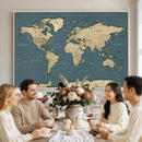 Minimal Vintage World Map Canvas Wall Art Print, Neutral