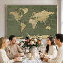 Large World Map Canvas Wall Art Print for Study Room Decor -