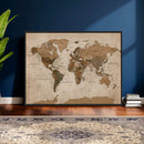 World Map Canvas Wall Art Print, Detailed Global Map Artwork