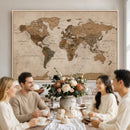 World Map Canvas Wall Art Print, Detailed Global Map Artwork