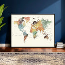 Framed World Map Wall Art Canvas Print for Living Room and by MyGreatCanvas | Canvas Wall Art Prints | Photo Prints & Wall Decor