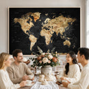 World Map Canvas Wall Art with Famous Landmarks – Framed