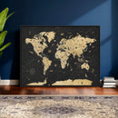 Vintage Blue and Brown World Map Canvas Wall Art – Framed by MyGreatCanvas | Canvas Wall Art Prints | Photo Prints & Wall Decor