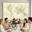 Detailed Large World Map Wall Decor Canvas Art Print