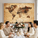 Modern Red and Gray World Map Canvas Print – Framed Wall Art