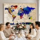 Watercolor World Map Canvas Print – Framed Wall Art for